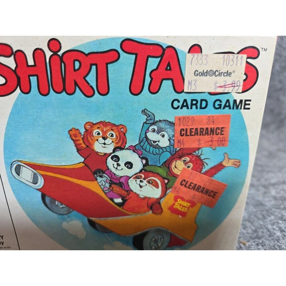VTG SHIRT TALES Card Game 1980's Cartoon Milton Bradley Board Game 1982 Sealed